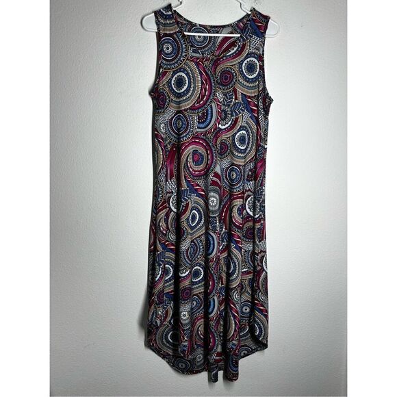 Women Vintage Style Sleeveless Elegant Size L Dress Bohemian Geometric Pattern - Picture 1 of 11